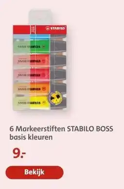 Bruna 6 Markeerstiften STABILO BOSS basis kleuren aanbieding