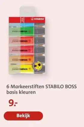 Bruna 6 Markeerstiften STABILO BOSS basis kleuren aanbieding