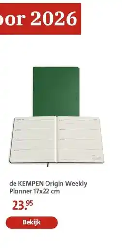Bruna de KEMPEN Origin Weekly Planner 17x22 cm aanbieding
