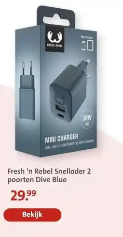 Bruna Fresh 'n Rebel Snellader 2 poorten Dive Blue aanbieding