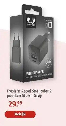 Bruna Fresh 'n Rebel Snellader 2 poorten Storm Grey aanbieding