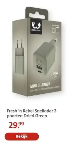 Bruna Fresh 'n Rebel Snellader 2 poorten Dried Green aanbieding