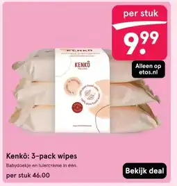 Etos Kenkô: 3-pack wipes aanbieding
