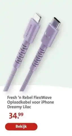 Bruna Fresh 'n Rebel FlexWave Oplaadkabel voor iPhone Dreamy Lilac aanbieding