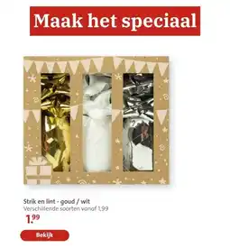 Bruna Strik en lint-goud/wit aanbieding