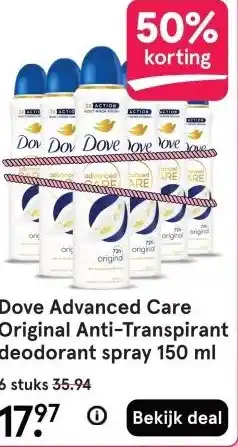 Etos Dove Advanced Care Original Anti-Transpirant deodorant spray 150 ml aanbieding