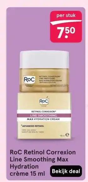Etos RoC Retinol Correxion Line Smoothing MaxHydration crème 15 ml aanbieding