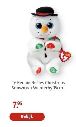 Bruna Ty Beanie Bellies Christmas Snowman Weaterby 15cm aanbieding