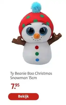 Bruna Ty Beanie Boo Christmas Snowman 15cm aanbieding