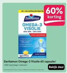 Etos Davitamon Omega-3 Visolie 60 capsules aanbieding