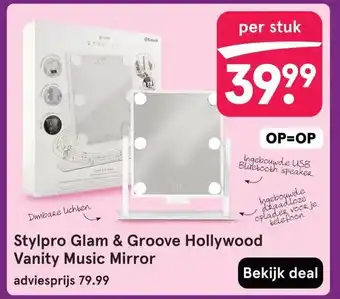 Etos Stylpro Glam & Groove Hollywood Vanity Music Mirror aanbieding