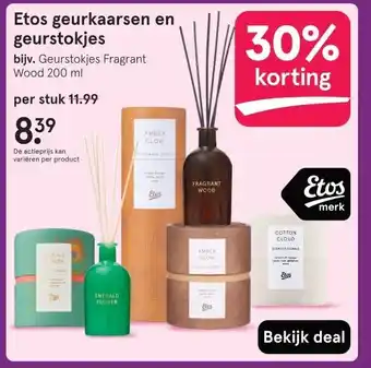 Etos Etos geurkaarsen en geurstokjes aanbieding