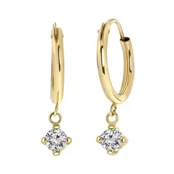 Lucardi 14 karaat geelgouden oorbellen met zirkonia hanger aanbieding