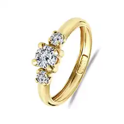 Lucardi 14 Karaat geelgouden ring met 3 zirkonia stenen aanbieding