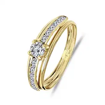 Lucardi 14 Karaat geelgouden ring met zirkonia aanbieding