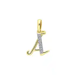Lucardi 14 karaat geelgouden alfabet hanger met diamant 0,03ct aanbieding
