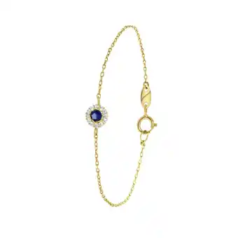 Lucardi 14 karaat geelgouden armband wit & blauwe zirkonia aanbieding