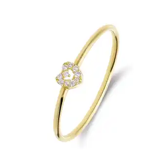 Lucardi 14 karaat geelgouden ring met hart met zirkonia voor dames aanbieding