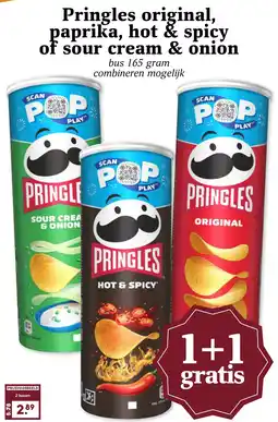 CoopCompact Pringles original, paprika, hot & spicy of sour cream & onion aanbieding