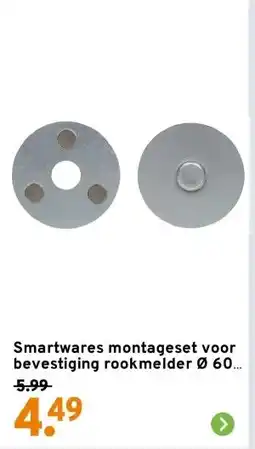GAMMA Smartwares montageset voor bevestiging rookmelder Ø 60 mm aanbieding