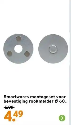GAMMA Smartwares montageset voor bevestiging rookmelder Ø 60 mm aanbieding