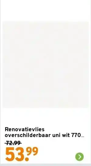 GAMMA Renovatievlies overschilderbaar uni wit 7700 150gr - 25m aanbieding