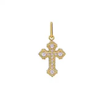 Lucardi Stalen goldplated hanger kruis met zirkonia voor dames aanbieding