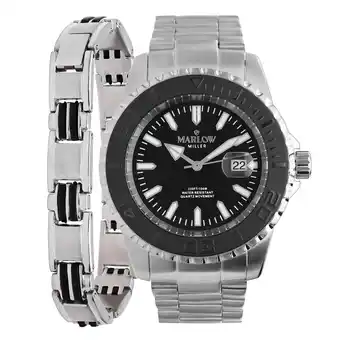 Lucardi Marlow Miller Cadeau Set Heren Horloge Zilverkleurig 19cm aanbieding