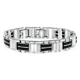 Lucardi Stalen herenarmband met zwarte accenten aanbieding