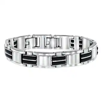 Lucardi Stalen herenarmband met zwarte accenten aanbieding