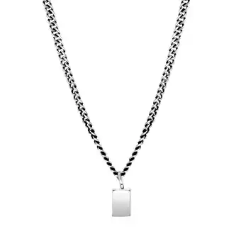 Lucardi Gerecycled stalen ketting schakel met zwarte accenten voor heren aanbieding