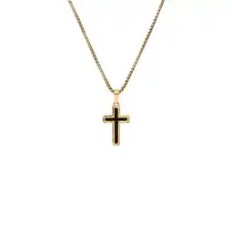 Lucardi Stalen goldplated herenketting met hanger kruis aanbieding