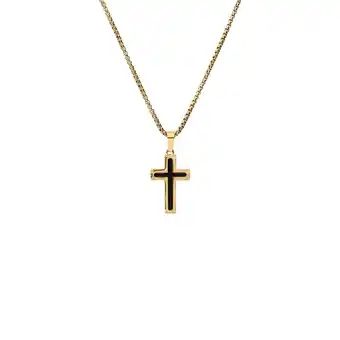 Lucardi Stalen goldplated herenketting met hanger kruis aanbieding