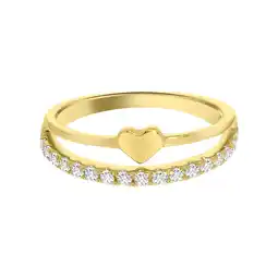 Lucardi Zilveren goldplated kinderring hart met zirkonia aanbieding