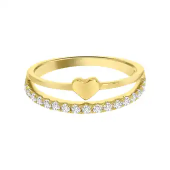Lucardi Zilveren goldplated kinderring hart met zirkonia aanbieding
