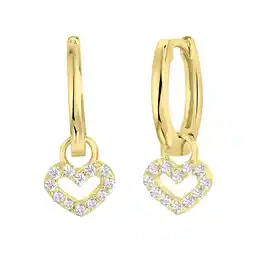 Lucardi Zilveren goldplated kinderoorbellen met hanger hart aanbieding