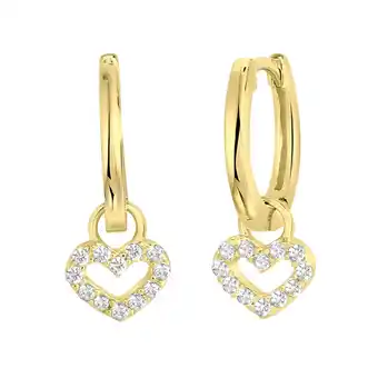 Lucardi Zilveren goldplated kinderoorbellen met hanger hart aanbieding