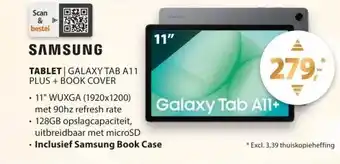 Expert Samsung Galaxy Tab A11 Plus 11 inch 128GB Wifi + Book Cover Grijs aanbieding