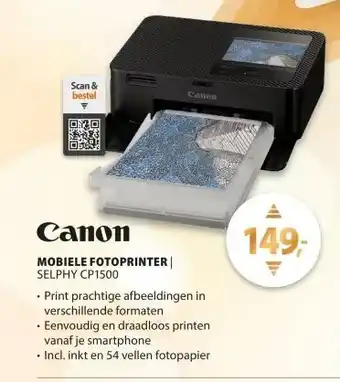 Expert Canon SELPHY CP1500 fotoprinter met papier Zwart aanbieding