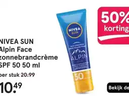 Etos NIVEA SUN Alpin Face zonnebrandcrème SPF 50 50 ml aanbieding