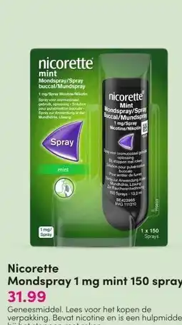 DA Nicorette Mondspray 1 mg mint aanbieding