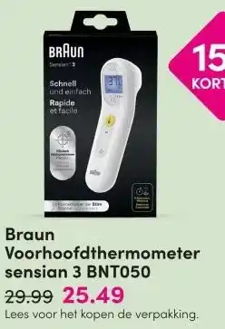 DA Braun Voorhoofdthermometer sensian 3 BNT050 aanbieding
