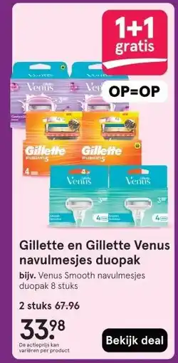 Etos Gillette en Gillette Venus navulmesjes duopak aanbieding