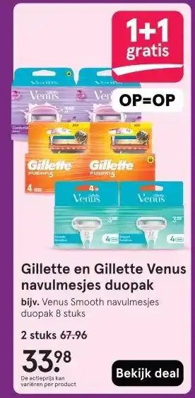 Etos Gillette en Gillette Venus navulmesjes duopak aanbieding