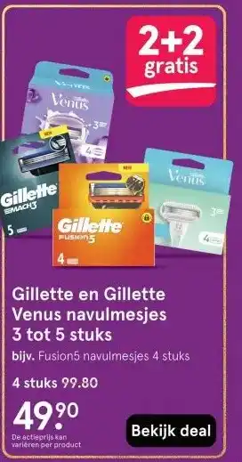 Etos Gillette en Gillette Venus navulmesjes 3 tot 5 stuks aanbieding