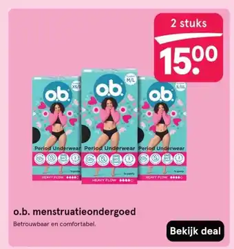 Etos o.b. menstruatieondergoed aanbieding
