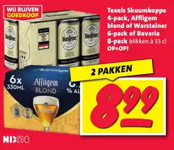 Nettorama Texels Skuumkoppe 4 pack, Affligem blond of Warsteiner Vorsteiner 6-pack of Bavaria 8-pack aanbieding