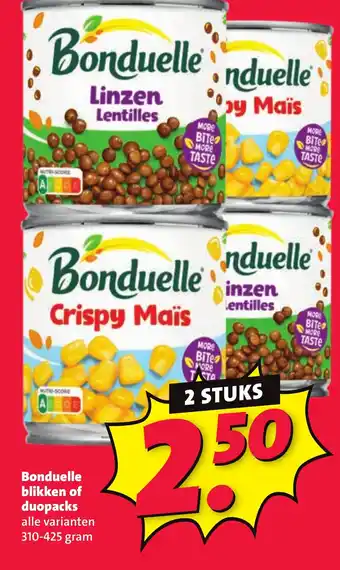 Nettorama Bonduelle blikken of duopacks aanbieding