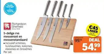 Albert Heijn 5-delige rvs messenset en messenstandaard aanbieding