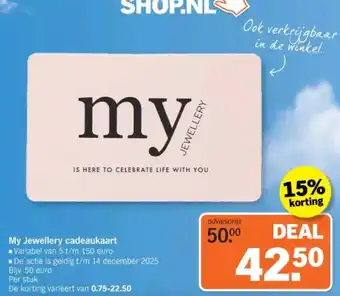 Albert Heijn My Jewellery cadeaukaart aanbieding